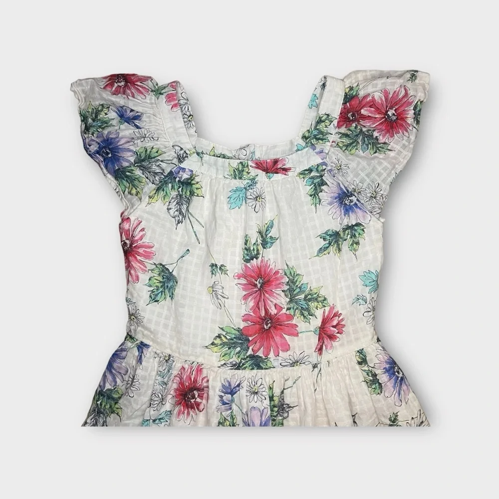 Gap Cap Sleeve Pink & Purple Floral Pattern Dress